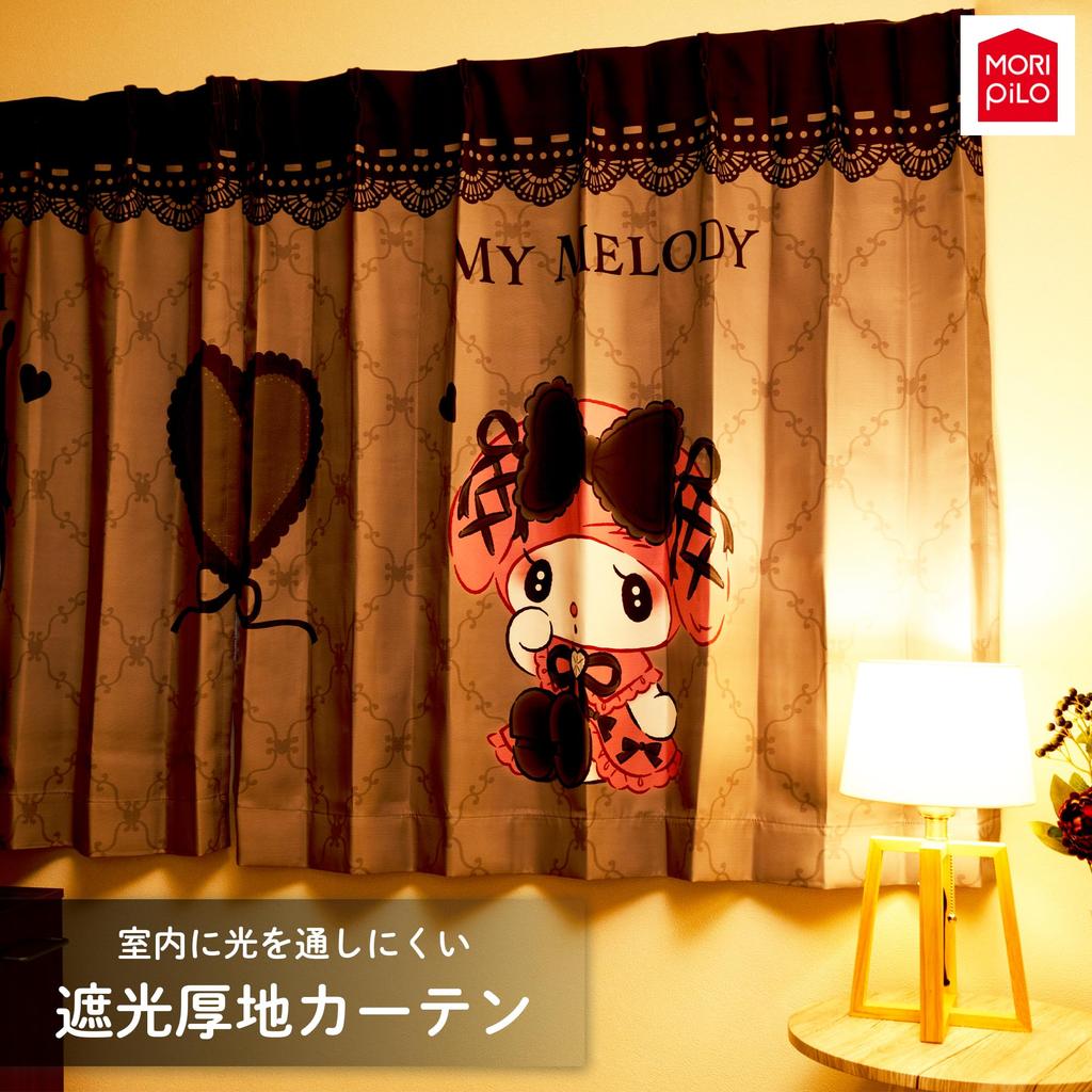 MORIPiLO Затемняющие шторы Sanrio My Melody Kuromi Узор Соединяющаяся Единая Картина Арт 100см x 110см Комплект Длины Стирка Возможна Милые Товары sanrio Midnight