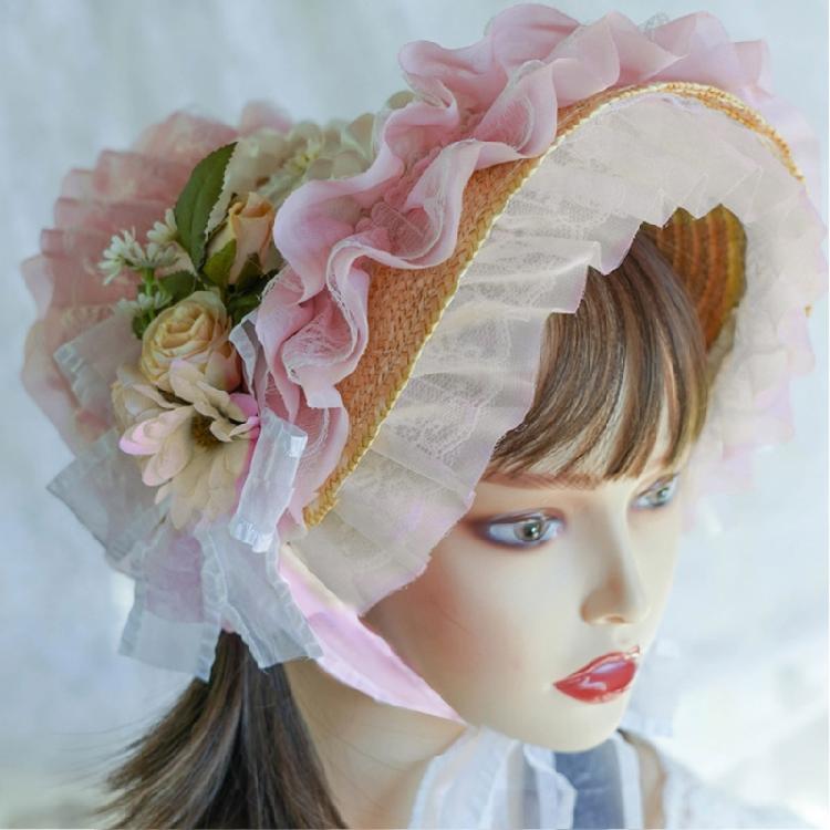 Кружевные fascinators для женщин, шляпа для чаепития, соломенная шляпа в стиле лолита, викторианский чепец