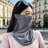 Защита от солнца Быстросохнущая ткань Ледяной шелк Защита для лица с дышащей сеткой Охлаждающая ткань Удлиненная бандана-маска для лица