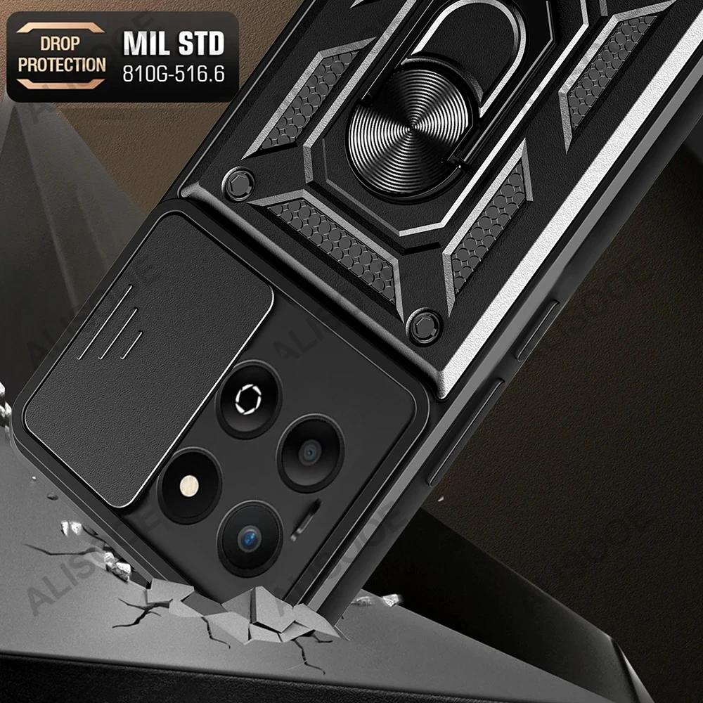 Funda for Honor 200 Smart Case Slide Camera Lens Ring Stand Holder Shockproof Phone Cover for Honor 200 Smart 5G Capa