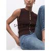 Autumn New Women clothes Casual round Neck Sleeveless Metal Button Decoration Knitted Slim fit Vest 17034140