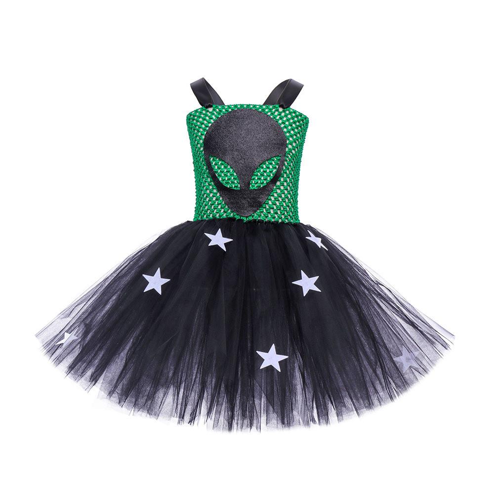 Дети Девочки Инопланетянин Клоун Цирк Сетчатое Платье Пачка Головной Убор Комплект Детские Костюмы Для Косплея на Хэллоуин Детский Костюм Принцессы Для Ролевых Игр Наряд