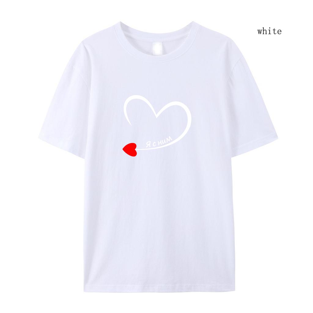 King Queen Пара с короткими рукавами «Я с ней» с принтом Летняя футболка с короткими рукавами Мужская футболка Женская футболка с короткими рукавами