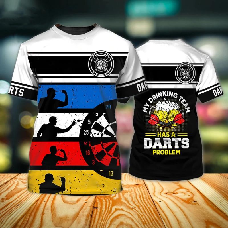 Disc Darts Sports T-shirt Men's Clothing Round Neck Short Sleeves T Shirts 3D Printed Cool Graphics Outdoor Casual Fashion Tees