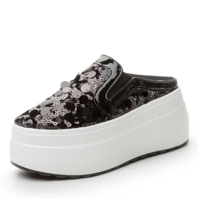 Модные высококачественные 8 см сетчатые женские сандалии из натуральной кожи, блестящие массивные кроссовки, туфли-лодочки на платформе и танкетке, летние тапочки, повседневная обувь