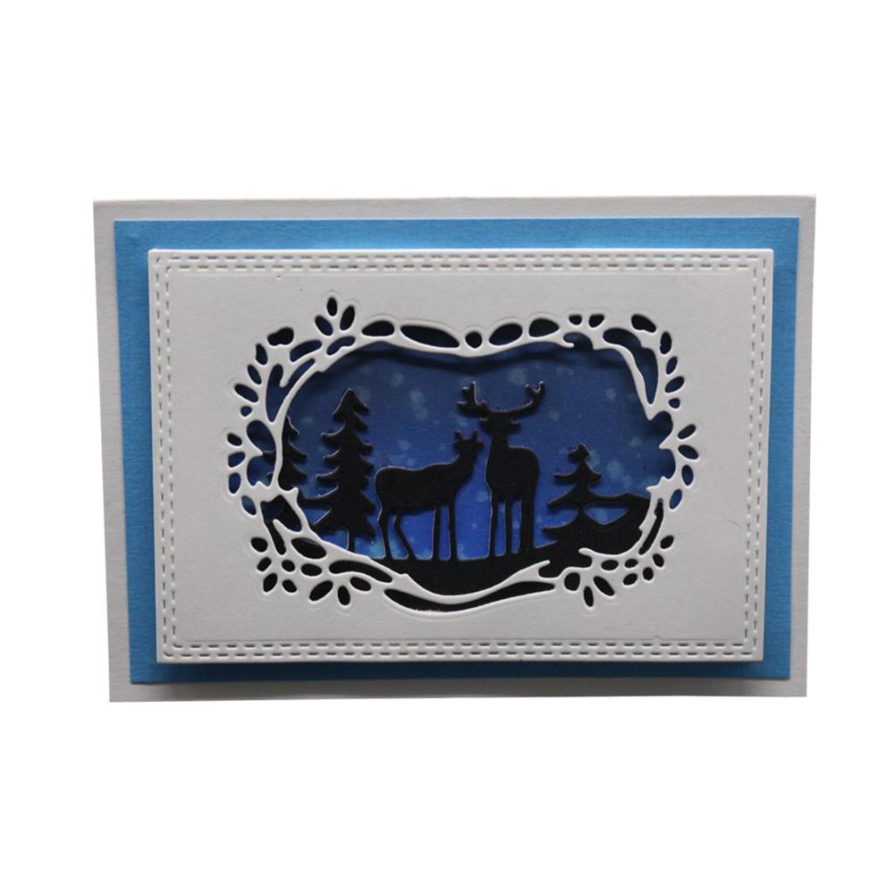 Овальная рамка Рождественский олень Металлический серебристый трафарет Тиснение Вырубные штампы для скрапбукинга Бумага Альбом Изготовление открыток