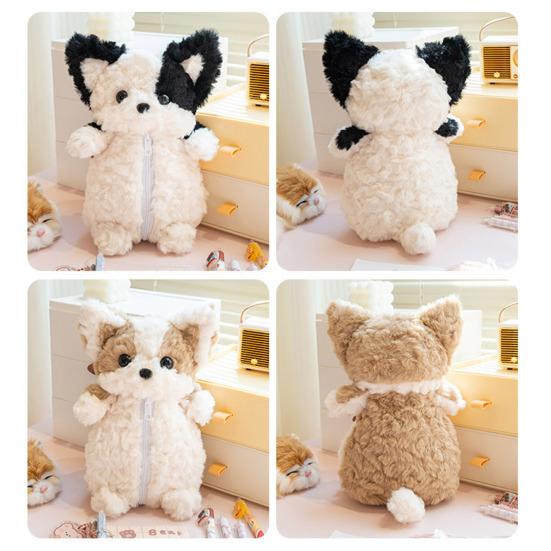 Plush Corgi Pencil Case Large Capacity Stationery Box Creative Animal Stationery Organizer for Pens Pencils Erasers