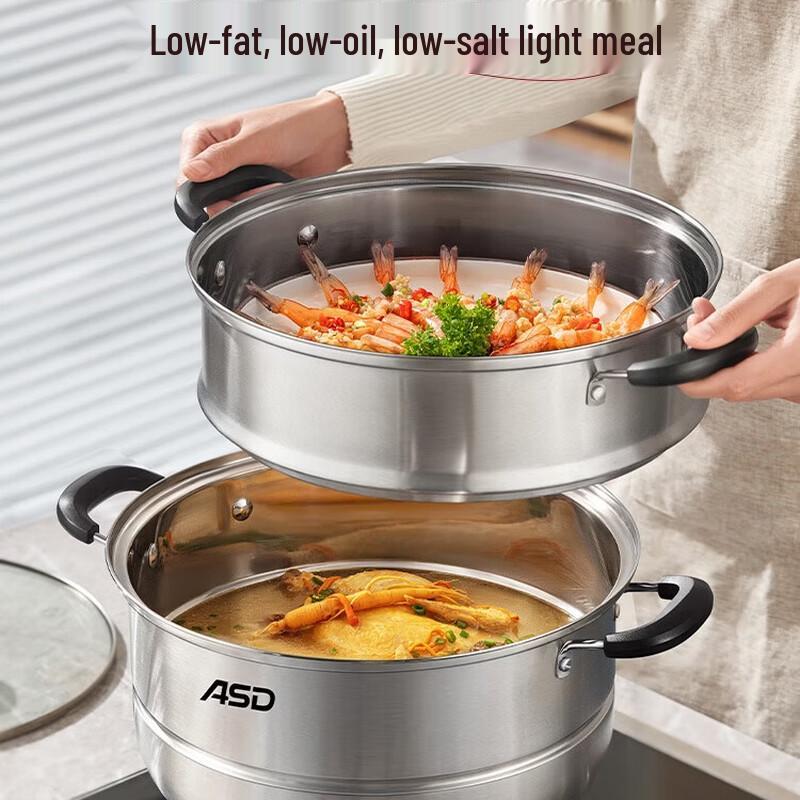ASD 30CM 2-Tier 304 Stainless Steel Steamer Pot