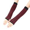 Women Fashion Punk Gothic Stripe Long Arm Warmer Fingerless Gloves