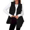 Women's Fuzzy Fleece Vest Casual Oversized Sleeveless Sherpa Jacket Button Down Fluffy Vest