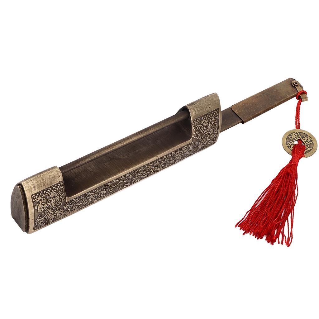 Китайский старинный замок Ретро Расстояние 9см/3,5дюйма Классический узор Латунный горизонтальный навесной замок для подарка