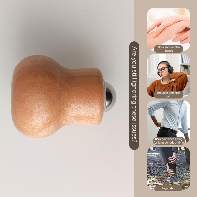 Металлический массажный роликовый шарик для здоровья, натуральный деревянный скребок, шея, лицо, удаление морщин, лифтинг, подтяжка, уход