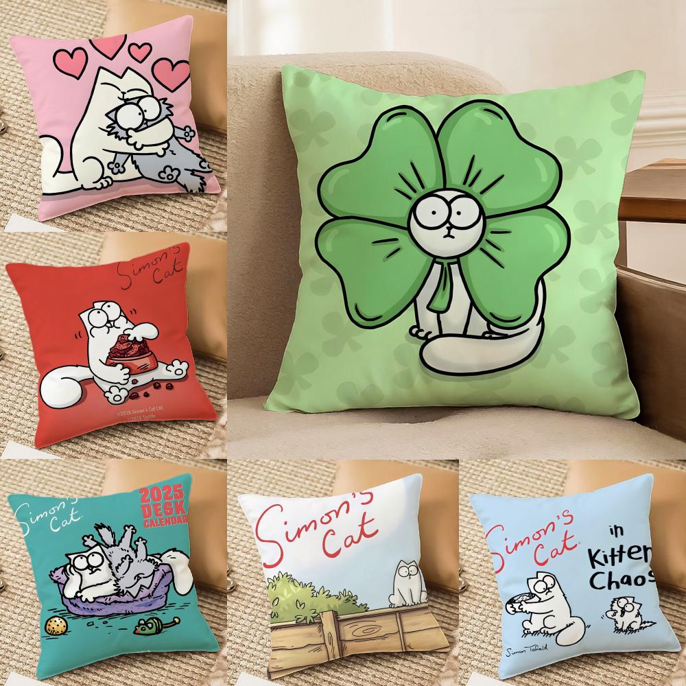 Comic Simple Humorous SSimons Cat Pillow Case DoubleSided Plush Sofa Cushion Covers Organic Breathable Invisible Zipper