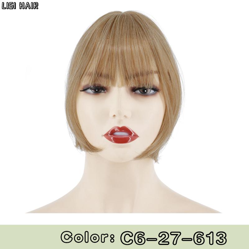 MISS WIG Синтетический короткий прямой парик-топпер на заколке для наращивания волос, натуральный пушистый топ, искусственная часть волос с челкой