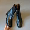 Cowhide Edition~ High Heel Short Boots Women's Autumn and Winter New Square Head Martin Boots Small Thick Heel Skinny Boots