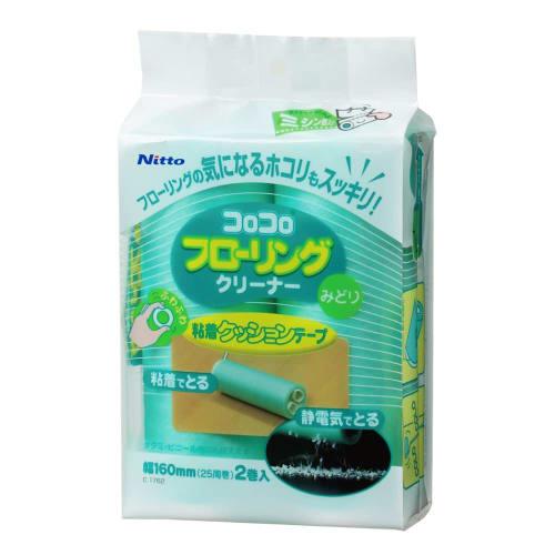 Nitoms Corocoro Spare Tape, Floor Cleaner, Green, Anti-Static, for Flooring, Tatami, and Screen Doors, 160mm Wide, 25 Wraps, 2 Rolls, C1762