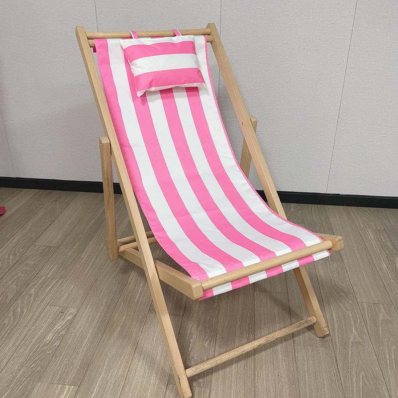 Pink Wooden Outdoor Lounge Chair for Beach, Balcony, Camping, and Garden