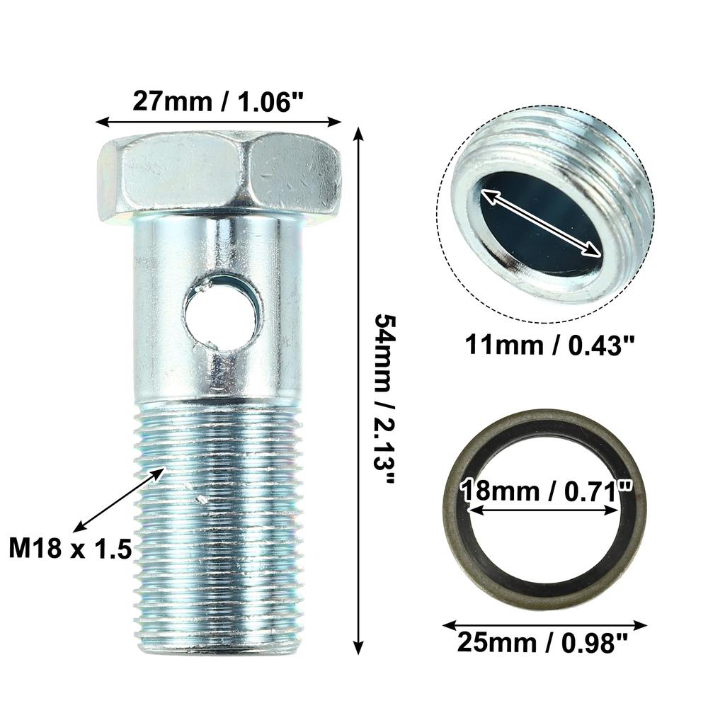 X AUTOHAUX 2 комплекта Универсальный Авто Болт Банджо Адаптер Фитинга Тормоза Комплект Болты и Шайбы Тормозной Магистрали M18*1.5*54