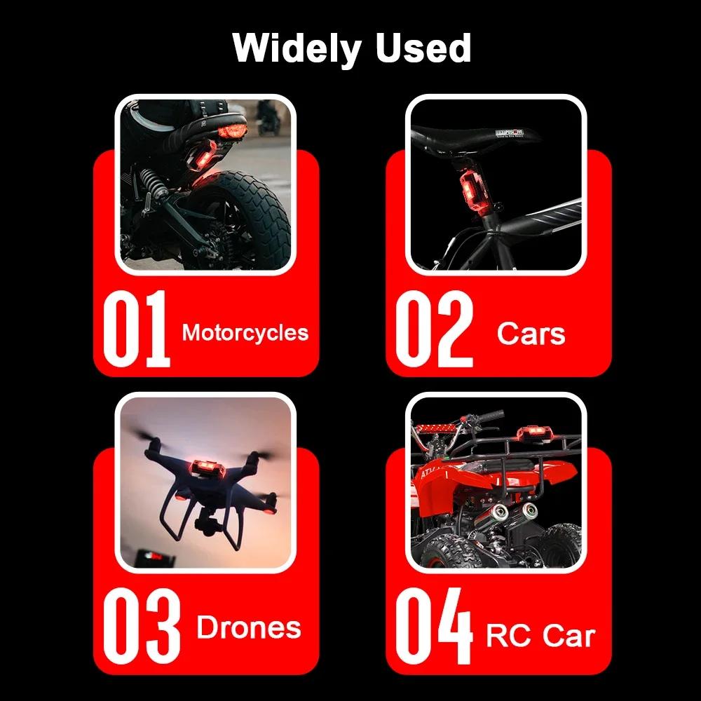 7 Colors Universal LED Motorcycle Warning Lights Mini USB Drone Strobe Light Bike Aircraft Night Flashing Turn Signal Indicator