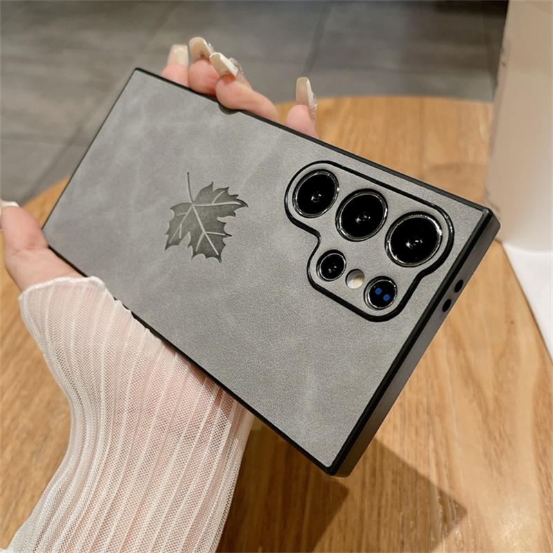 Чехол из ПУ-кожи с тиснением кленовых листьев для Samsung S25 S24 S23 S22 S21 Plus Note 20 Ultra A56 A36 A26 A16 A55 A54 A15 A34