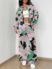 Black retro style explosion autumn and winter new European and American women's clothing flower printing suit women