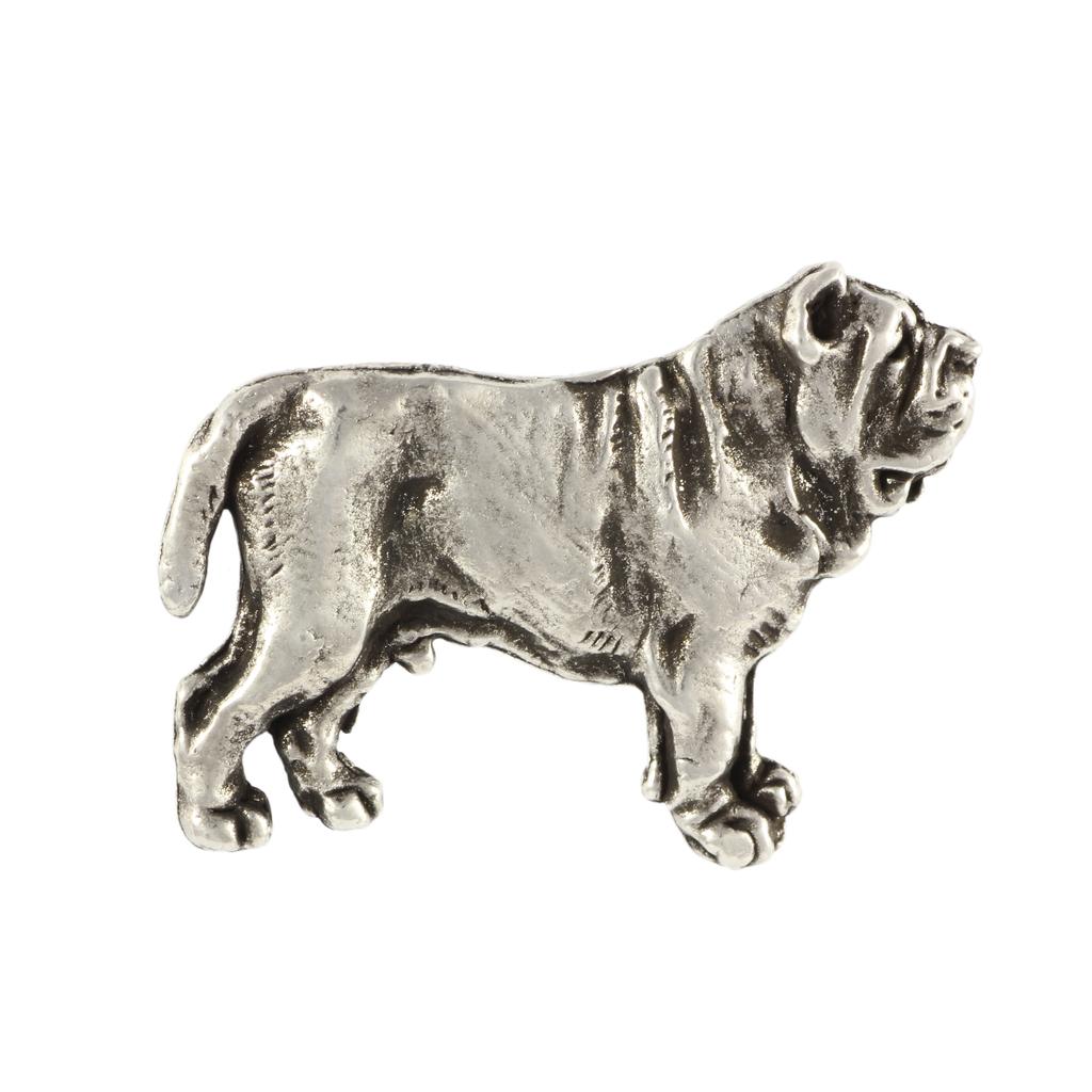 Neapolitan Mastiff, Mastino Napoletano I - Silver-plated dog brooch, elegant pin, jacket lapel decoration by Art-Dog brand