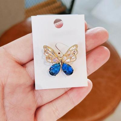 Модные ювелирные изделия, броши, булавки, прекрасный кристалл, стразы, брошь-бабочка для женщин, булавка для воротника, аксессуары для пальто, костюма, PD1865