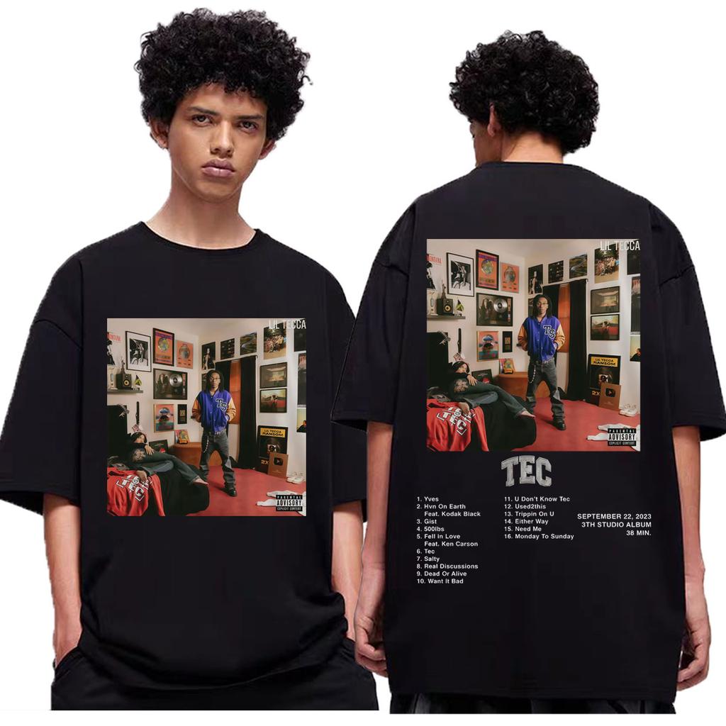 Rapper Lil Tecca Tec Album Poster Merch Tshirt Mens Womens Hip Hop Vintage Short Sleeve T Shirt Casual Fashion Loose Tshirts