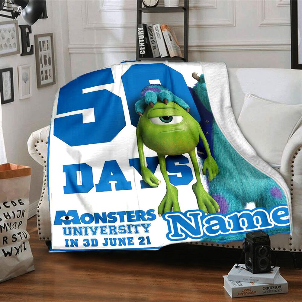 Custom Name Monsters Inc. Friendship flannel Blanket for Super Soft Cute Comfort Blanket for Travel Bedding Couch Sofa Blanket