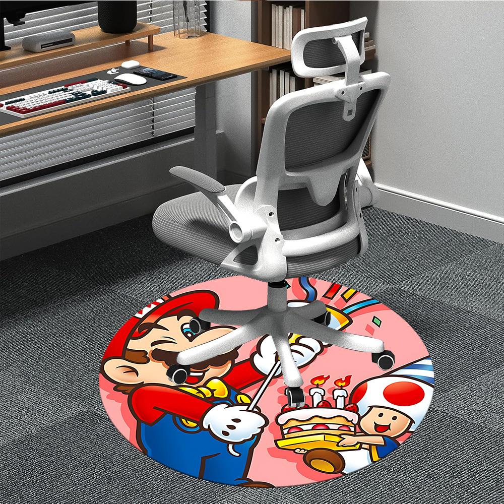 1pc Mario Party Office Round Area Rug, Under Office Chairs Bedroom Living Room Home Decor, Room Decoa1016204