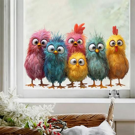 Статические наклейки на окна Смешные мультяшные животные Многоразовые наклейки на окна Водонепроницаемые Съемные наклейки для комнаты Офиса Дома Стеклянных дверей Декор окна