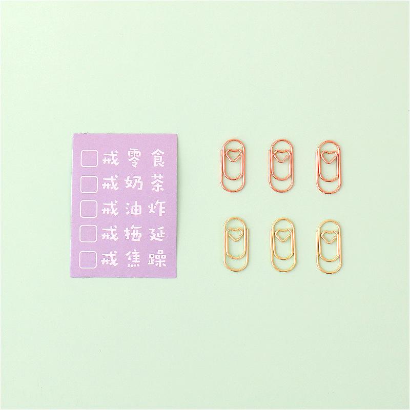 50 шт./пакет, мини-сердце, золото, розовое золото, цветная закладка, металлические скрепки для бумаг