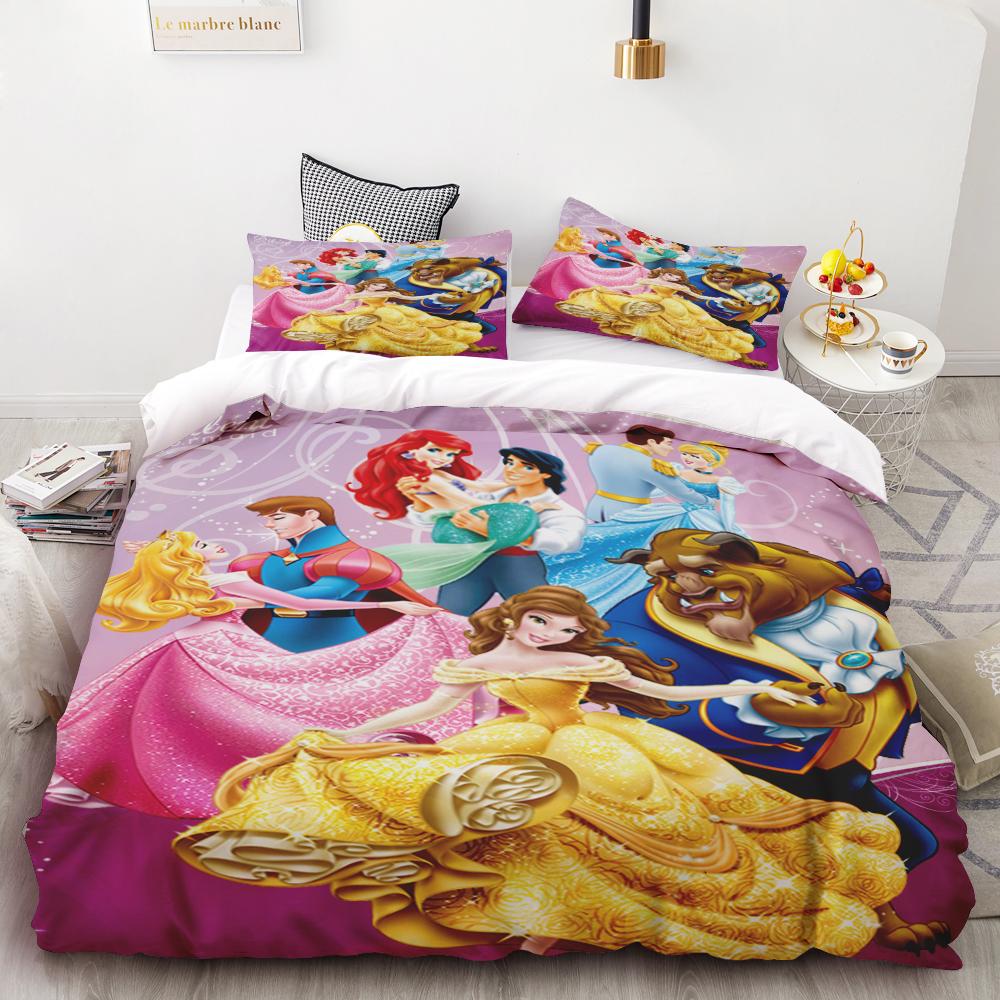 Disney Snow White Bell Princess Series Printed Bedroom Bedding Set Duvet Cover Christmas Gifts Comforte Cartoon With Pillowcase