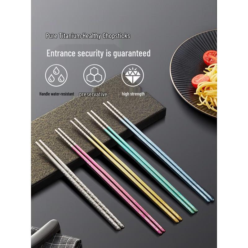 COOKER KING Pure Titanium Colored Chopsticks (5 Pairs)