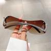 Rimless Luxury Brand Designer One Piece Sunglasses Women For Men Popular Sun Glasses Diamond Pink Punk Silver Snake Shades