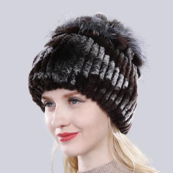 Горячая Распродажа Россия Зима Качество Натуральная Меховая Шапка Натуральная Теплая Шапка из Меха Кролика Рекс Леди Теплая Вязаная Подлинная Шапка из Меха Кролика Рекс