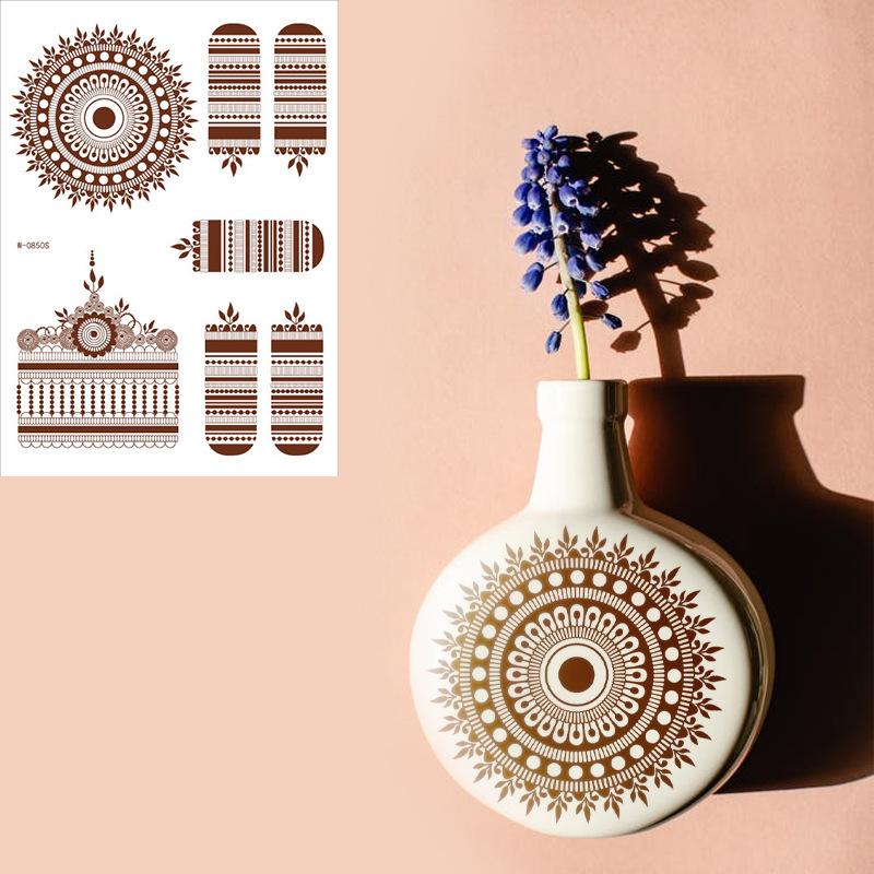 Наклейка-тату, Коричнево-красная, Индийская хна, Водостойкая, Кружевная наклейка-тату, Украшение для танцев, Украшение для вечеринки, Изысканная наклейка-тату