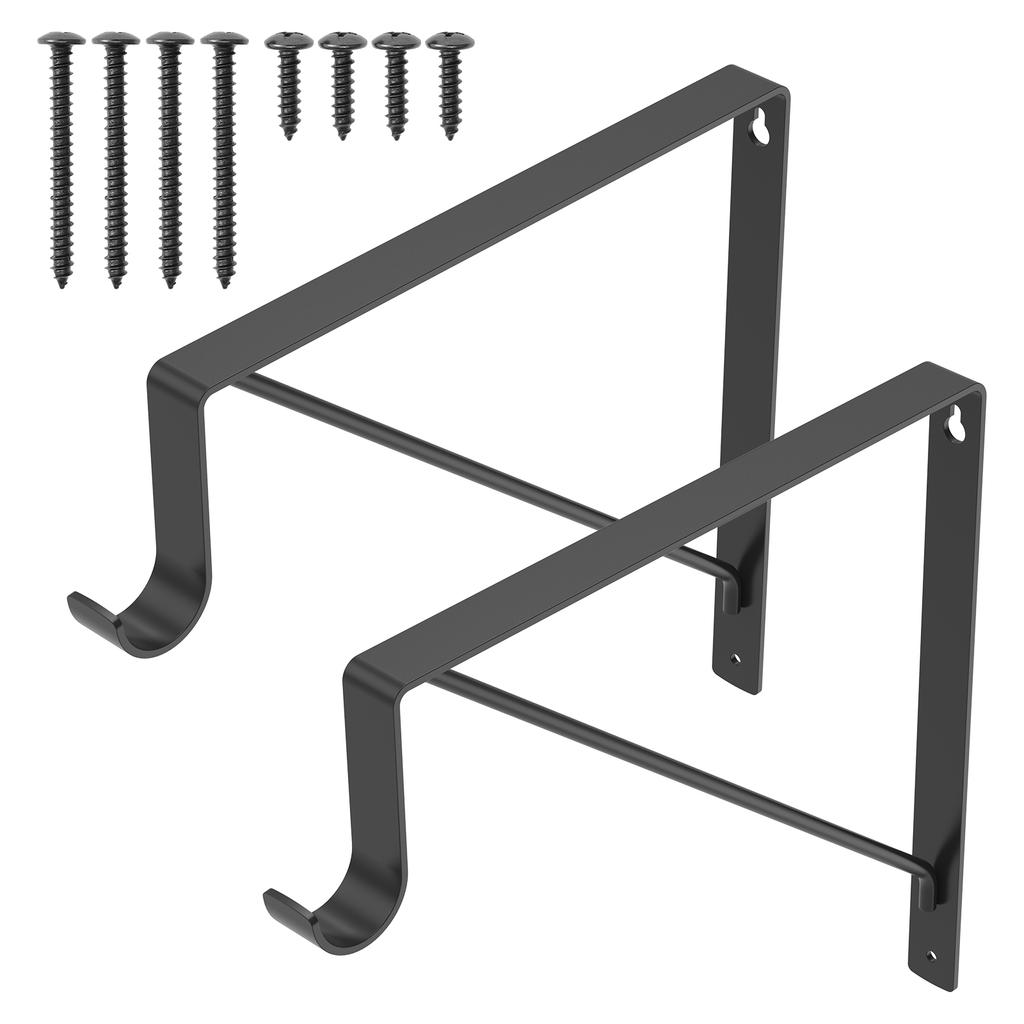 2/4Pcs Heavy Duty Shelf Bracket with Hook L-Shape Right Angle Tripod Iron Support Stand Wall Mounted Hanging Bracket