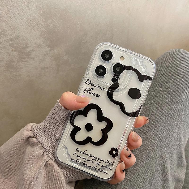 Силиконовый чехол Air Bag с черными цветами и цитатами для Iphone 13 14 12 11 Pro Max, мягкий противоударный чехол из ТПУ на заднюю панель телефона