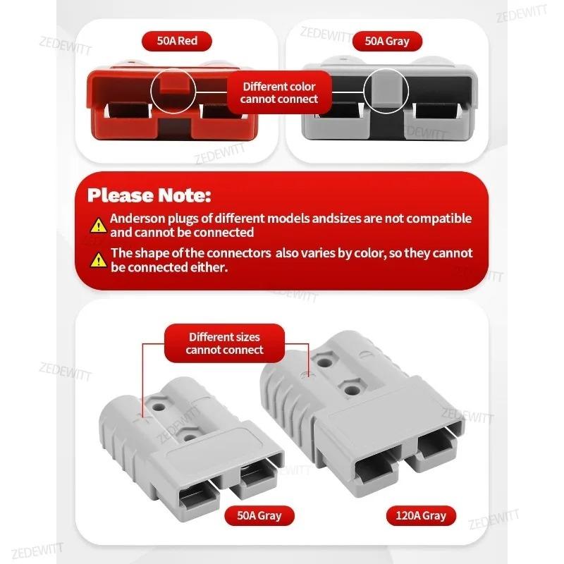Premium 50A DC Power Connector Anderson Style Plug Fit Solar Panel RV Car Battery Charger Electric Power Tool Parts