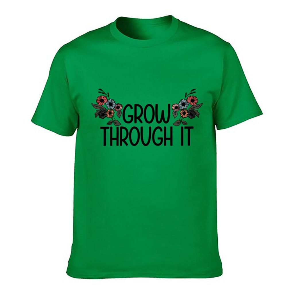 Grow Through It Floral Flower Bouquet Inspirational Graphic Unisex Summer Tshirt Top