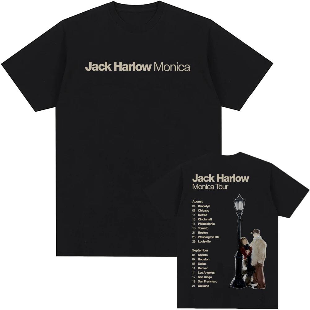Футболка Jack Harlow Monica Tour 2026 Летняя с коротким рукавом 100% Хлопок Круглый вырез Модный дизайн Графический Мерч Футболки Унисекс Аниме Футболка Футболки с группой