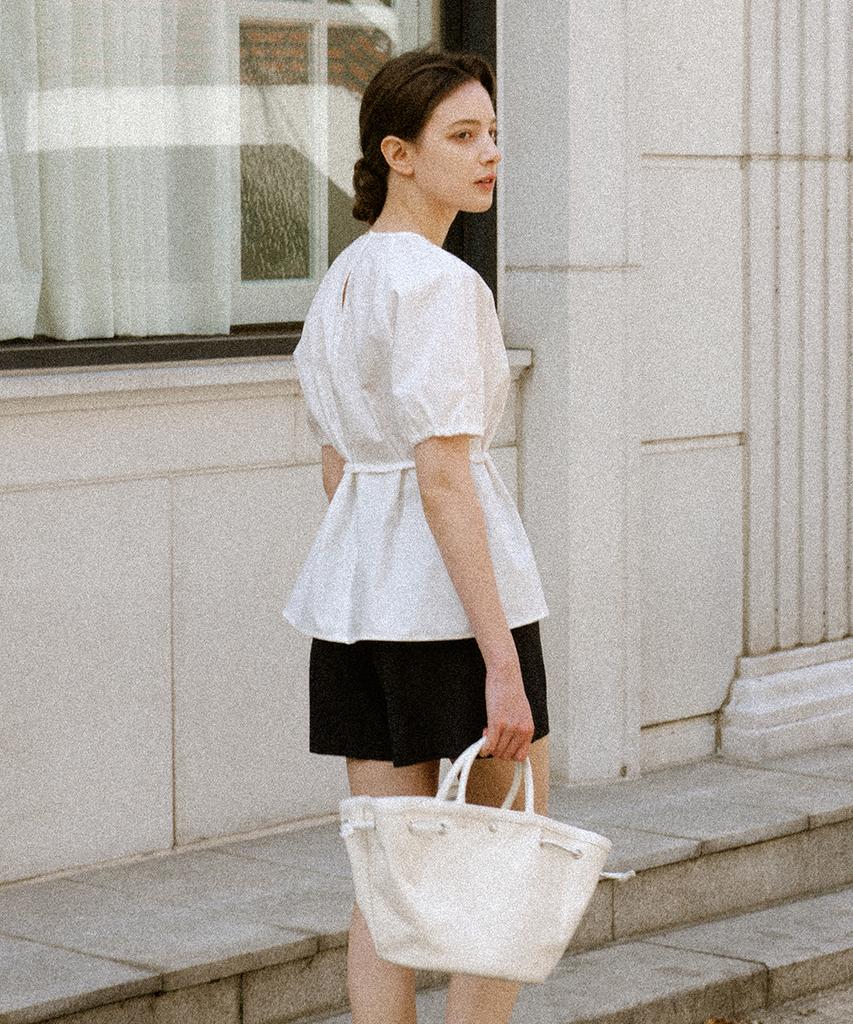 KNOWING String Belted Blouse (White)