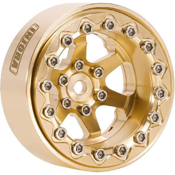 INJORA 1.3" Beadlock Wheel Brass -5.25mm Offset Rims for SCX24 TRX4M 1/24 1/18 RC Crawlers Upgrade(W1310)