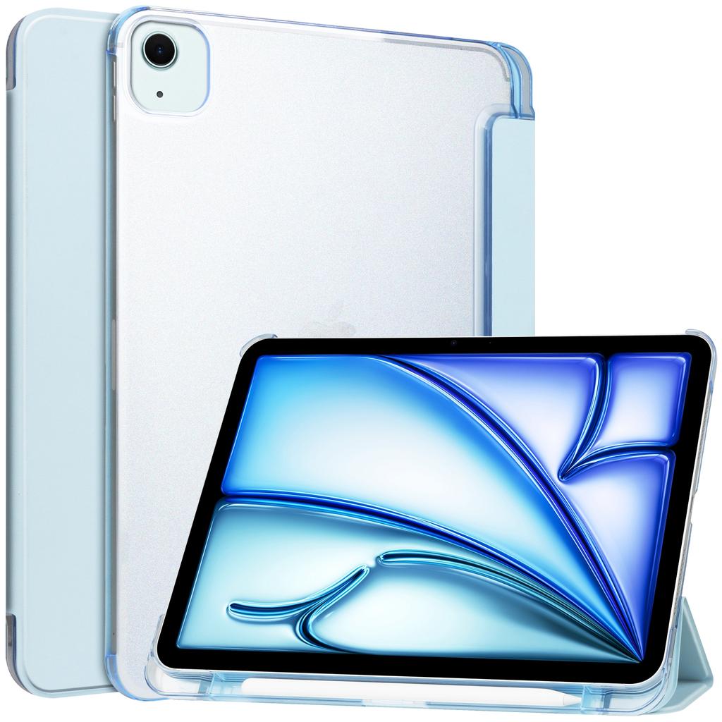 Для iPad Эйр 13 (2025)/(2024) Чехол из ПУ кожи для смарт-планшета, гладкая матовая задняя панель, встроенный держатель для карандаша