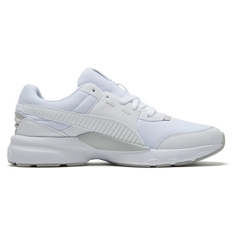 Puma Future Runner Fabric Round Toe Lace-Up Durable Lightweight Low-Top Casual Shoes Men Sneaker White Gray 372611-01