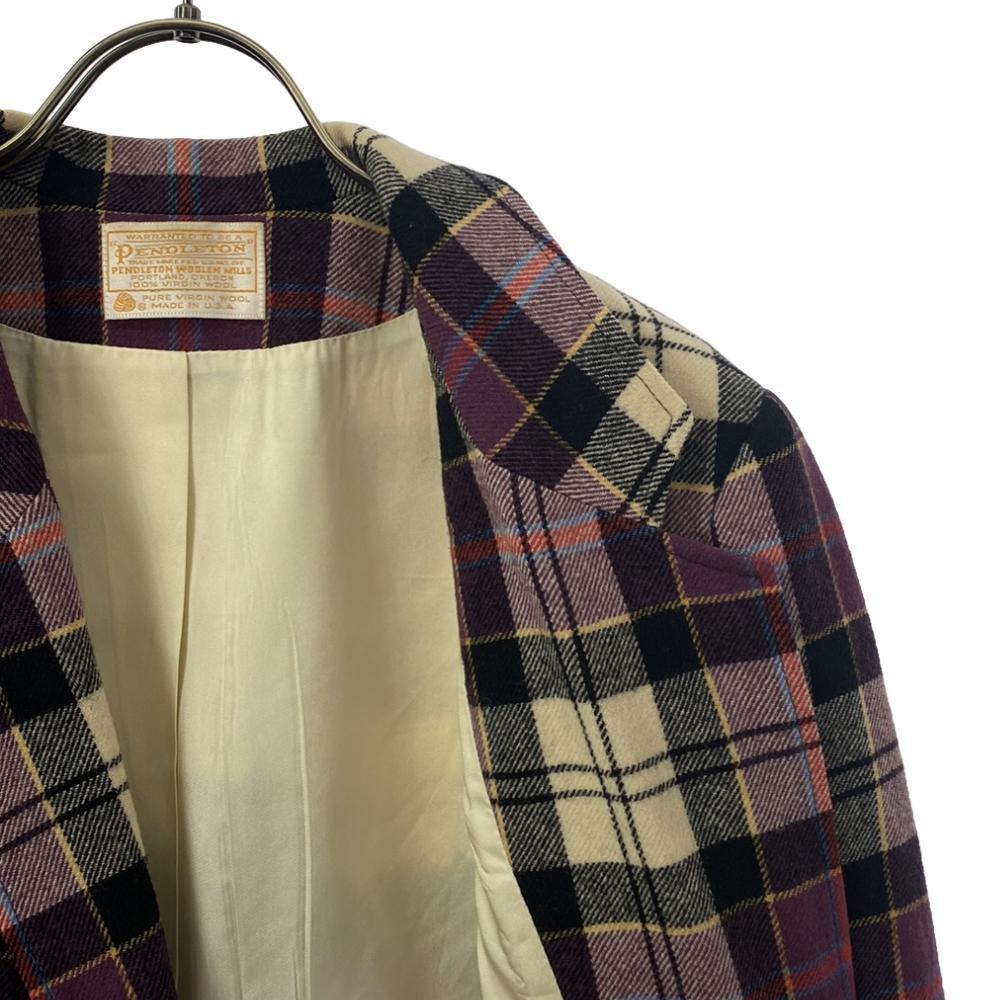 PENDLETON 70-е годы Сделано в США, 100% шерсть, винтажный пиджак приталенного кроя в клетку Женский Б/У