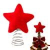 Christmas Tree Topper Red Plush Five-Pointed Star Decor Metal Frame Secure Base Traditional Christmas Decor Home Party Decoration