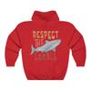 Толстовка Respect The Local Толстовка с капюшоном для местного серфинга Пляжный пуловер с изображением акулы Винтажные пляжные толстовки для охраны океана Толстовка унисекс