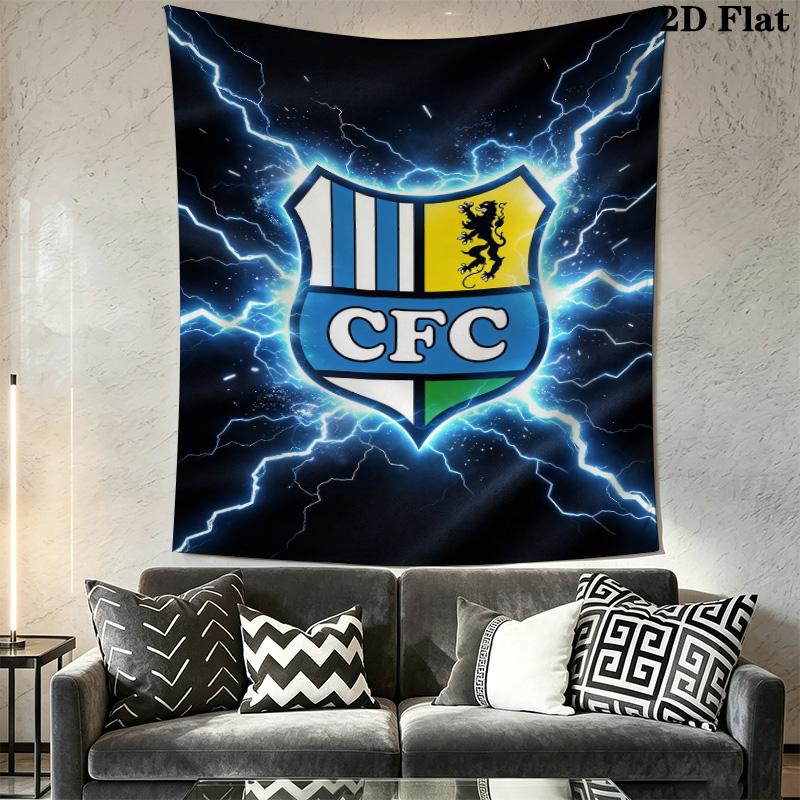 CFC Chemnitzer FC Dynamic Crest Tapestry Blue Light Wall Hanging Football Club Banner For Game Room Bedroom Decor
